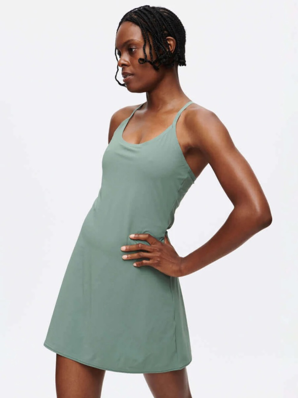Outdoor Voices Olive Green Strappy Active Dress